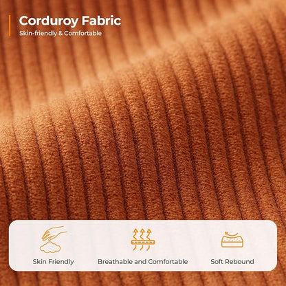 COPIAE 89 Inch Sofa with Extra Deep Seats Oversize, 3 Seater Sofa for Living Room, Modern Couch and Sofa, Comfy Armrests and Seats and Backrests, Easy Installation, Corduroy Fabric Rust