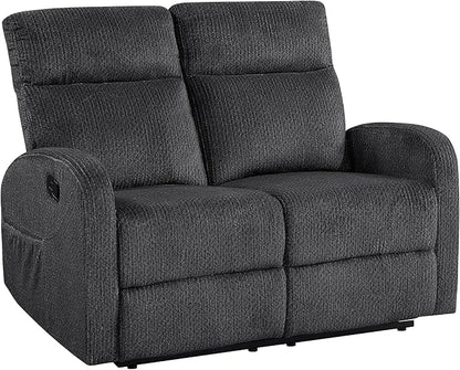 Lexicon Manual Reclining Loveseat, Textured Microfiber Loveseat Recliner, Wall Hugger, Track Arms, Magazine Pockets, Manual Dual Recliners for Living Room/Office/Apartment, Easy Assembly, Dark Gray