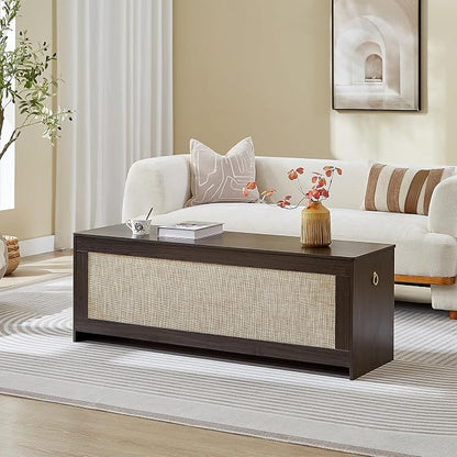 51.2" Storage Chest Extra Large,Storage Bench with 2 Safety Hinges,Wooden Shoe Bench,51.2x15.7x18.3 Inch,Easy Assembly,Storage Bench for Bedroom,Living Room,entryway(Obsidian Black)