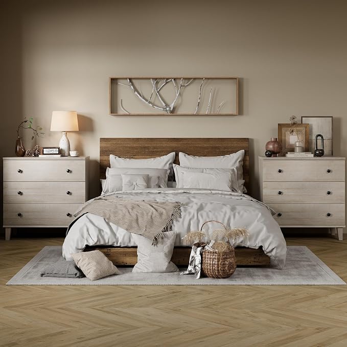 Rustic Drawer Dresser with 6 Drawers Storage Dressers Organizer for Bedroom, Living Roomm,Light Oak
