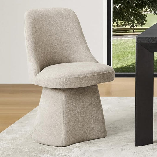 KISLOT Swivel Dining Chairs Set of 1, Upholstered Mid Century Modern Deskchair with High Back, Linen Fabric Kitchen Chairs for Dining Room, Bedroom, Dressing Room, Khaki