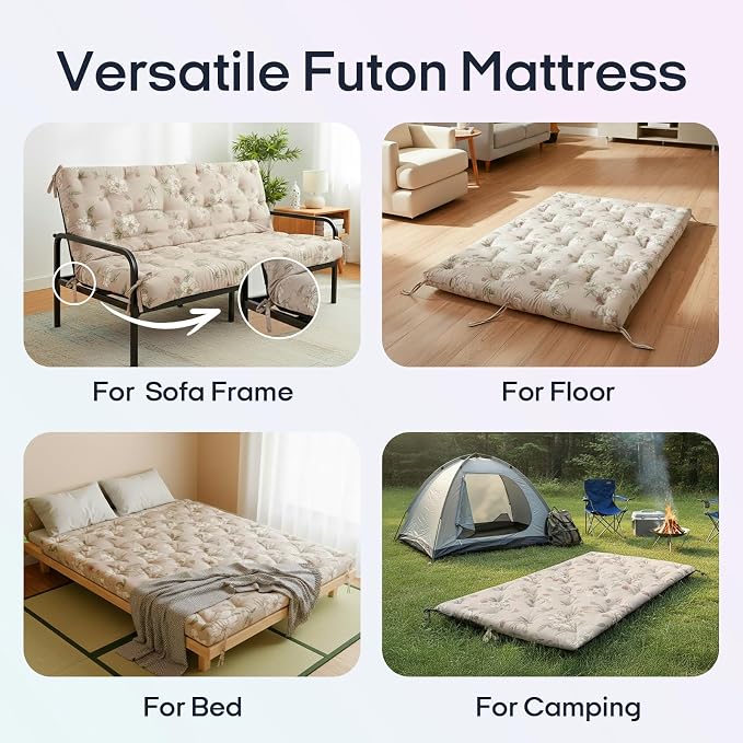 Syrinx Water Resistant Japanese Futon Mattress, Full Size 75"x54", 2.5 Inch Thick Japanese Floor Mattress Tatami Mat, Foldable Floor Bed Sleeping Pad for Dormitory Guest Room Camping