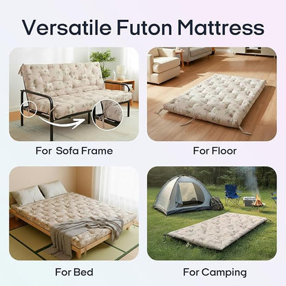 Syrinx Water Resistant Japanese Futon Mattress, Full Size 75"x54", 2.5 Inch Thick Japanese Floor Mattress Tatami Mat, Foldable Floor Bed Sleeping Pad for Dormitory Guest Room Camping