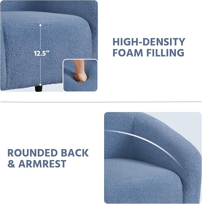Topeakmart Barrel Chair, Soft Sherpa Accent Chair Side Chair Club Chair Modern Style Deep Seating Barrel Armchair for Living Room Furniture Reading Room Bedroom, Blue