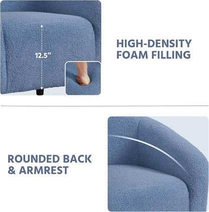 Topeakmart Barrel Chair, Soft Sherpa Accent Chair Side Chair Club Chair Modern Style Deep Seating Barrel Armchair for Living Room Furniture Reading Room Bedroom, Blue