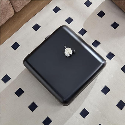 31.5" Modern Black Coffee Table, Stone Coffee Table, Square Minimalist Center Table, Contemporary Low Sofa Side Accent End Tea Table for Living Room Bedroom Apartment, No Assembly Required