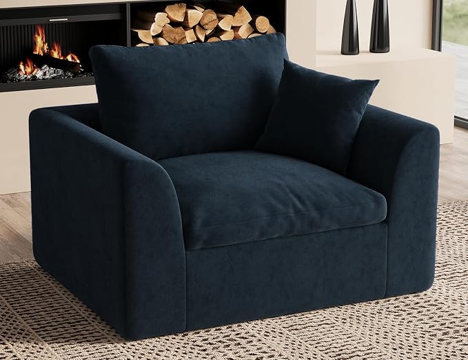 ohllob 48.6" Single Sofa, Small Boneless Couches for Living Room, Cloud Couch for Bedroom, Office, Blue