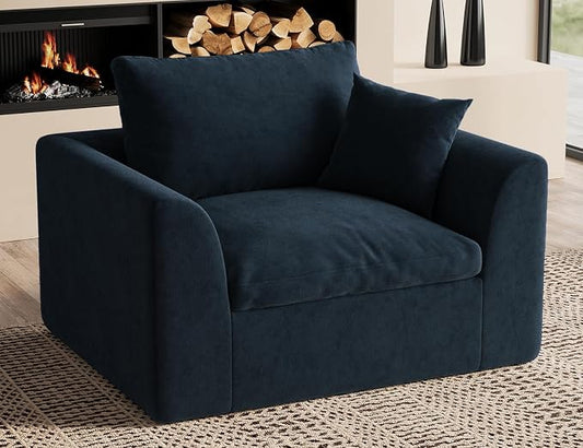 ohllob 48.6" Single Sofa, Small Boneless Couches for Living Room, Cloud Couch for Bedroom, Office, Blue
