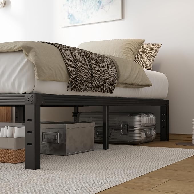 Full Size Bed Frame 14“ High Heavy Duty Metal Platform Bed Frame,Sturdy Steel Support,No Box Spring Needed,Noise-Free,Easy Assembly
