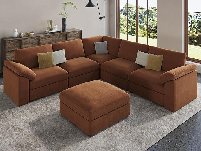 EASE MOOSE Sectional Modular Sofa,Luxury Comfty Deep Seat Couch for Living Room,Solid Wood Frame Sofa,Removable and Washable