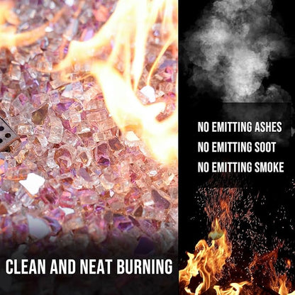 Skyflame 10-Pound Fire Glass for Fireplace Fire Pit and Landscaping, 1/4-Inch Rose Gold Reflective