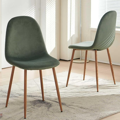 Velvet Dining Chairs Set of 4 - Modern Upholstered Chairs with Metal Legs for Living, Bedroom,Dining Room - Green Dining Chairs Set for 4