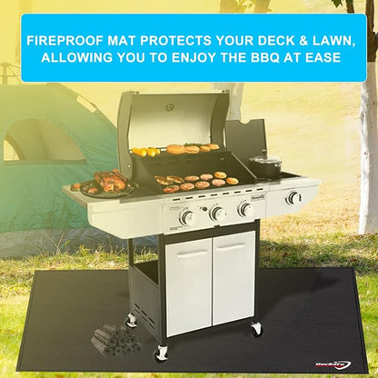 DocSafe 48 x 36 inches Under Grill Mat,Large 4 Layers Fire Pit Mat,Fireproof Mat Heat Insulated Protector for Deck,Patio,Grass,Smoker,BBQ,Reusable Oil-Proof and Waterproof Indoor Fireplace Pad