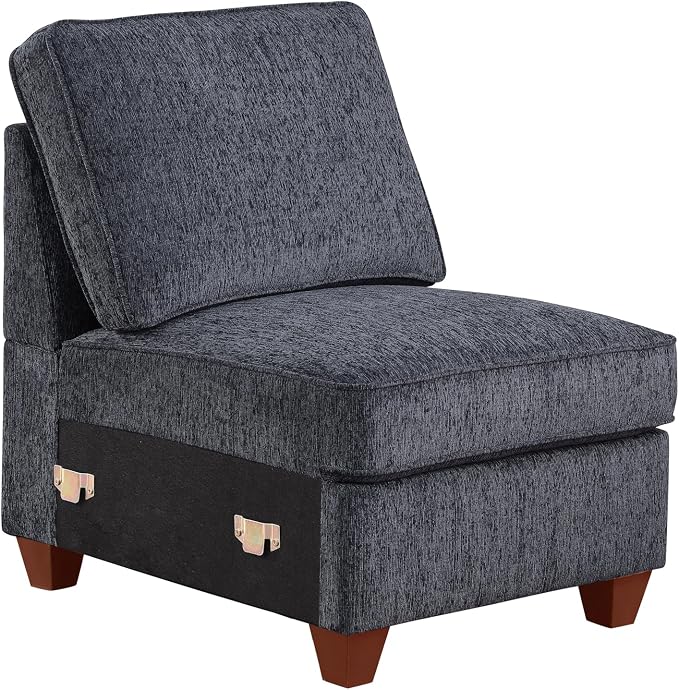 Ball & Cast 116" L-Shaped Sectional Couch with Movable Ottoman & 6 Throw Pillow,7 Seat Chenille Upholstered Sectional Sofa W/Wide Armrest,DIY Combination,Comfy Sectionals Set for Living Room,Dark Gray