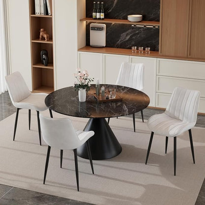 VECELO Dining Chairs Set of 4, Velvet Fabric & Metal Frame, Mordern Style for Kitchen, Living Room,Offcie，White