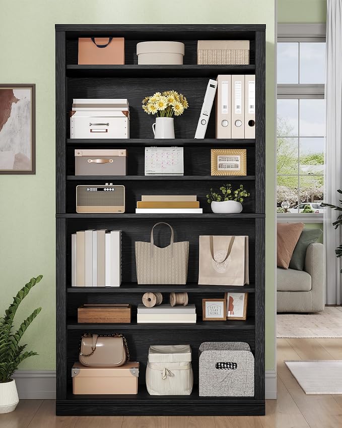Hzuaneri Shoe Storage Cabinet, 10 Tiers Freestanding Shoe Cabinets, Wooden Shoes Rack with Cubby, 36-40 Pairs, Farmhouse Tall Shoes Cubby Organizer for Entryway, Living Room, Black SR59204X
