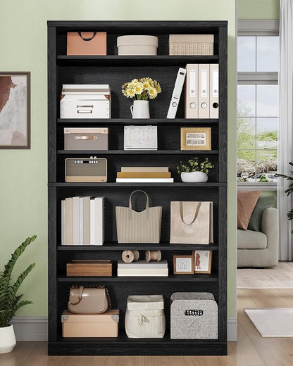 Hzuaneri Shoe Storage Cabinet, 10 Tiers Freestanding Shoe Cabinets, Wooden Shoes Rack with Cubby, 36-40 Pairs, Farmhouse Tall Shoes Cubby Organizer for Entryway, Living Room, Black SR59204X