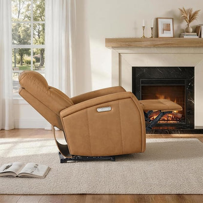KISLOT Wall Hugger Power Recliner Chair with USB & Type-C Ports Faux Leather Recliner 135° Reclining Small Space Electric Sofa for RV Living Room Bedroom