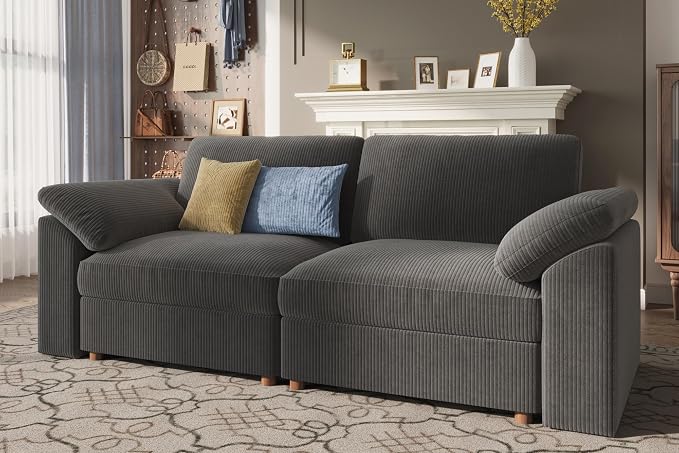 EASE MOOSE Comfty 2 Seat Couch, Extra Large Modern Deep Seat Sectional Modular for Living Room,Removable Washable