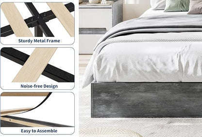 Garvee Wood Platform Bed Frame, California King Low Profile Bed Frame Without Headboard, Wood Slat Support, No Box Spring Needed, Easy Assembly