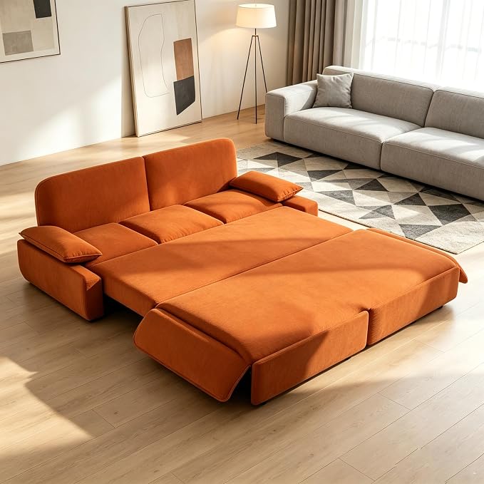 ERYE King Foldable Sleeper Sofa,Oversized 3-in-1 Convertible Pull Out Sleeper Sofabed W/Pillow Armrests,3 Seat Couch Space Saving Sleeper Sofa Bed for Living Room Bedroom