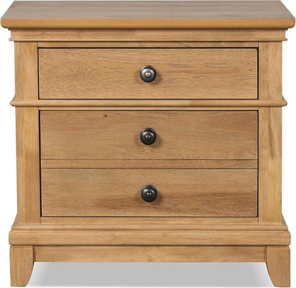 Furniture of America Yardley Farmhouse Solid Wood 5-Piece Bedroom Set with Platform Bed, Felt-Lined Top Drawers on Nightstands and Dresser with Mirror, Box Spring Needed, King, Natural Oak