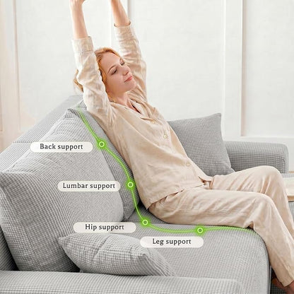 Homkdom 98" Boneless Modular Sectional Sofa, Cloud Couch with 27" Deep Seat & Oversized Chaise, L-Shaped High-Density Foam Sofa for Living Room, No Assembly Required (Grey-Check, Left Facing)