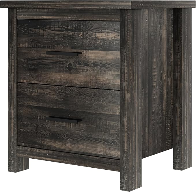 4 Piece Bedroom Set, Queen Size Bedroom Furniture Sets with 2 Nightstands and Charging Station, Bedroom Furniture Sets with 1 Dresser and Wood Platform Bed Frame for Bedroom, Antique Gray