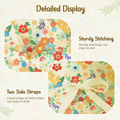 Double Egg Chair Cushion Replacement Waterproof for Outdoor Patio Hanging Basket Egg Chairs, 59x43-Inch Thickened 100% Cotton Large Double Eggs Swing Chair Cushions, Daisy 2#