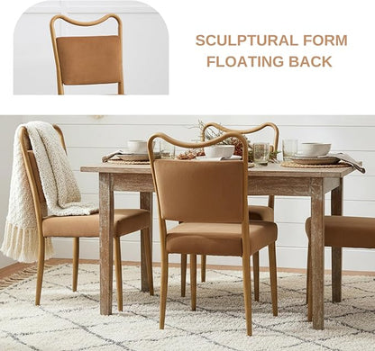 Velvet Dining Chairs Set of 6, Upholstered Dining Chairs with Wood Grained Metal Frame, Mid Century Modern Velvet Chairs for Dining Room, Kitchen and Restaurant,Velvet Brown