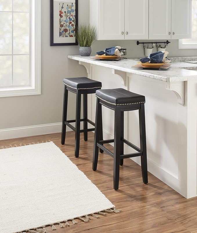 Linon Claridge Bar, Black Stool, 32" X 18.75" X 13"