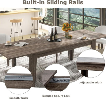 Extendable Dining Table for 6-10 People,70.87''-106.3''Modern Space-Saving Wood Kitchen Table,Rectangle Folding Conference Meeting Table for Living Meeting Room Kitchen,Black Oak