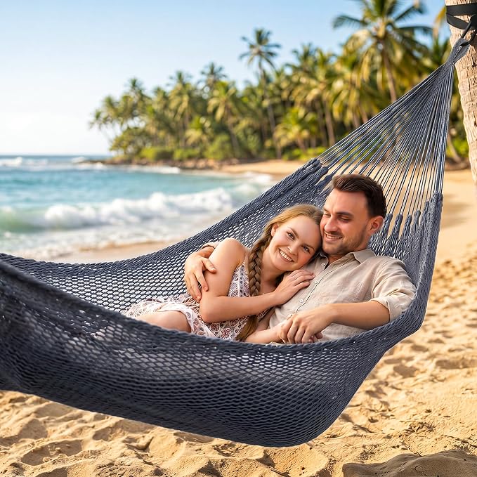 SUNCREAT Hammocks Outdoor Hammock Swing, Extra Large Hammock 2 Person Heavy Duty, Gray