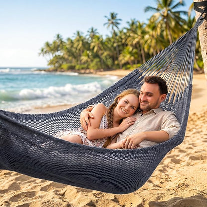 SUNCREAT Hammocks Outdoor Hammock Swing, Extra Large Hammock 2 Person Heavy Duty, Gray