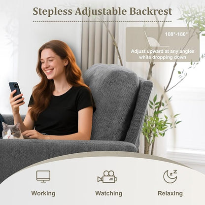 3 in 1 Folding Convertible Sleeper Sofa Bed Pull Out Couch with Side Pockets Side Table USB Port Single Sofa Bed with Adjustable Backrest for Living Room Bedroom Office 66" Darkgrey 1 SEAT