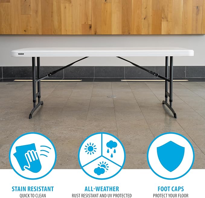 Lifetime 6-Foot Adjustable Height Nesting Table, Commercial, White Granite