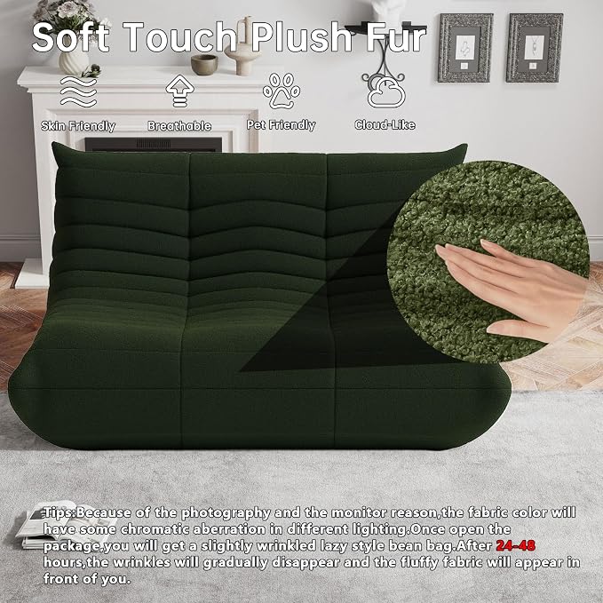 WHGBJA Bean Bag Chair for Adults with Memory Foam Couch, 3 Seater Bean Bag Sofa for Bedroom, Living Room, Reading, Gaming Floor Sofa Couch, Boneless, Comfy