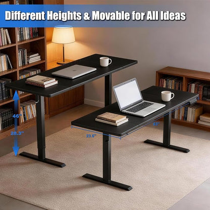 Standing Desk with Splice Board Adjustable Height- 63 inch Mobile Stand up Desk with Wheels, Portable Sit Stand Desks Electric with Lockable Casters