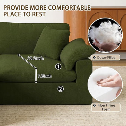 Cloud Sectional Corner Sofa,Left/Right Modular Sofa,Down Filled Convertible Couch,Covers Washable & Replaceable,Green