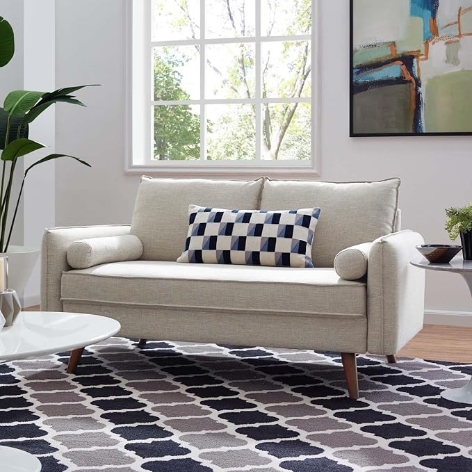 Modway EEI-3091 Revive Contemporary Modern Fabric Upholstered Loveseat In Beige
