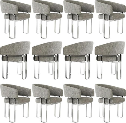 Dining Chairs, Barrel Boucle Armchair, Accent Chairs for Party, Banquet and Wedding, Set of 12