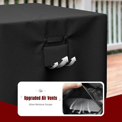 SHINESTAR Fire Pit Cover Square, Fits for 28-32 Inch Fire Pit Table, Gas Fire-600D Heavy Duty Fabric, Waterproof and Windproof, 32 x 32 x 24 Inches, Black