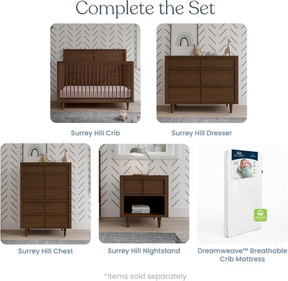 Child Craft Surrey Hill 4-in-1 Convertible Crib, Baby Crib Converts to Day Bed, Toddler Bed and Full Size Bed, 2 Adjustable Mattress Positions, Non-Toxic, Baby Safe Finish (Toasted Chestnut)