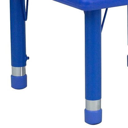 EMMA + OLIVER 24" Square Blue Plastic Height Adjustable Activity Table
