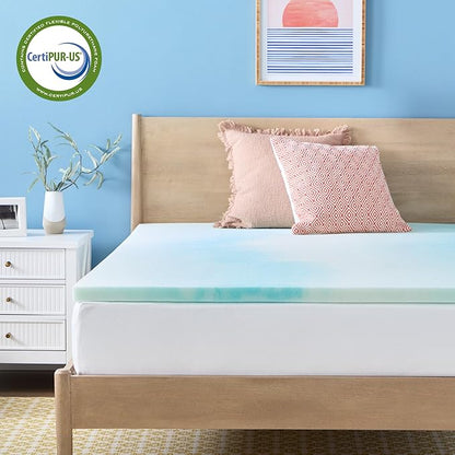 Linenspa 2 Inch Swirl Gel Memory Foam Mattress Topper, Full Size – Cooling Gel Infused, Ventilation Holes – Pressure Relieving Bed Topper – CertiPUR Certified