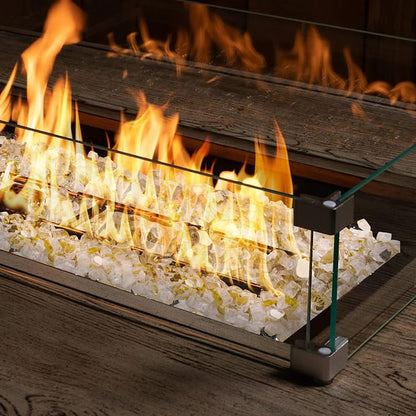 Onlyfire 10 lbs Fire Glass Rocks 1/2 Inch, Reflective Tempered Glass for Propane Fire Pit & Gas Fireplace, High Luster Firepit Glass Stones for Fire Table, Gold (Multicolor Options Available)