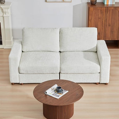 ORRD Comfy Loveset Couch, Chenille 2 Seat Sofa with Pillows, Modern Loveseat Sofa with Storage for Apartment, Living Room, White