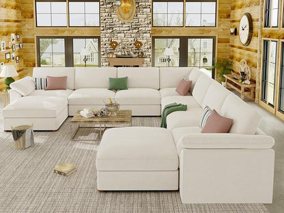 EASE MOOSE Oversized Sectional Modular Sofa,Comfty U Shape Sectional Modern Deep Seat Couch Modular Cloud Couch,White