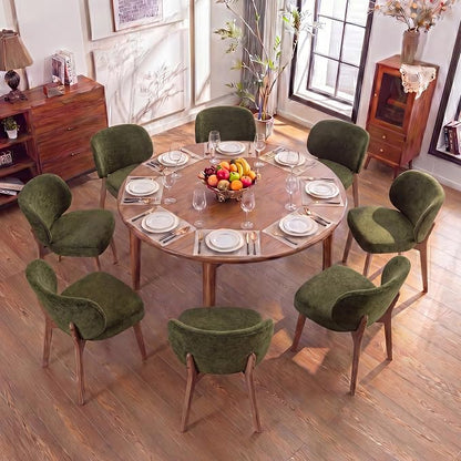 YOUNIKE Dining Chairs Set of 8 Modern Kitchen Dining Room Chairs Green | Chenille Fabric Upholstered Armless Side Accent Chair with Back Wide Padded Seat Wooden Leg for Kitchen Dining Living Room