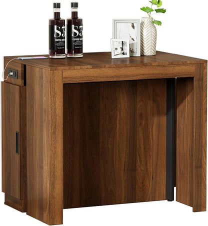 Transformer Folding Console Table for 10-12 People, Extendable Dining Table, Space Saving Dining Room Table for Apartments & Homes, Upgrade Walnut